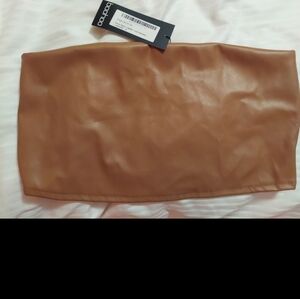 Boohoo Faux Leather Caramel Bandeau